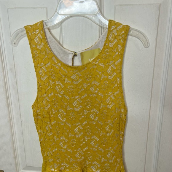 Anthropologie Maeve Vera Lace Mustard Yellow Dress Size Xsmall - Picture 3 of 12